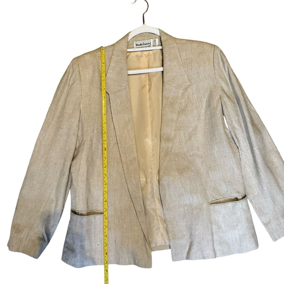 Diane Von Furstenberg Vintage 80s Beige Silk Blazer Size M Office Work - Picture 5 of 14
